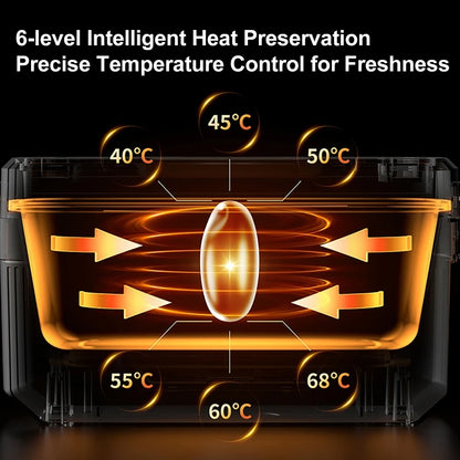 Wireless Electric Lunch Box 1600ML Capacity Heating 6Speed Constant Temperature Outdoor Lunch Box 304 Food-Grade Stainless Steel
