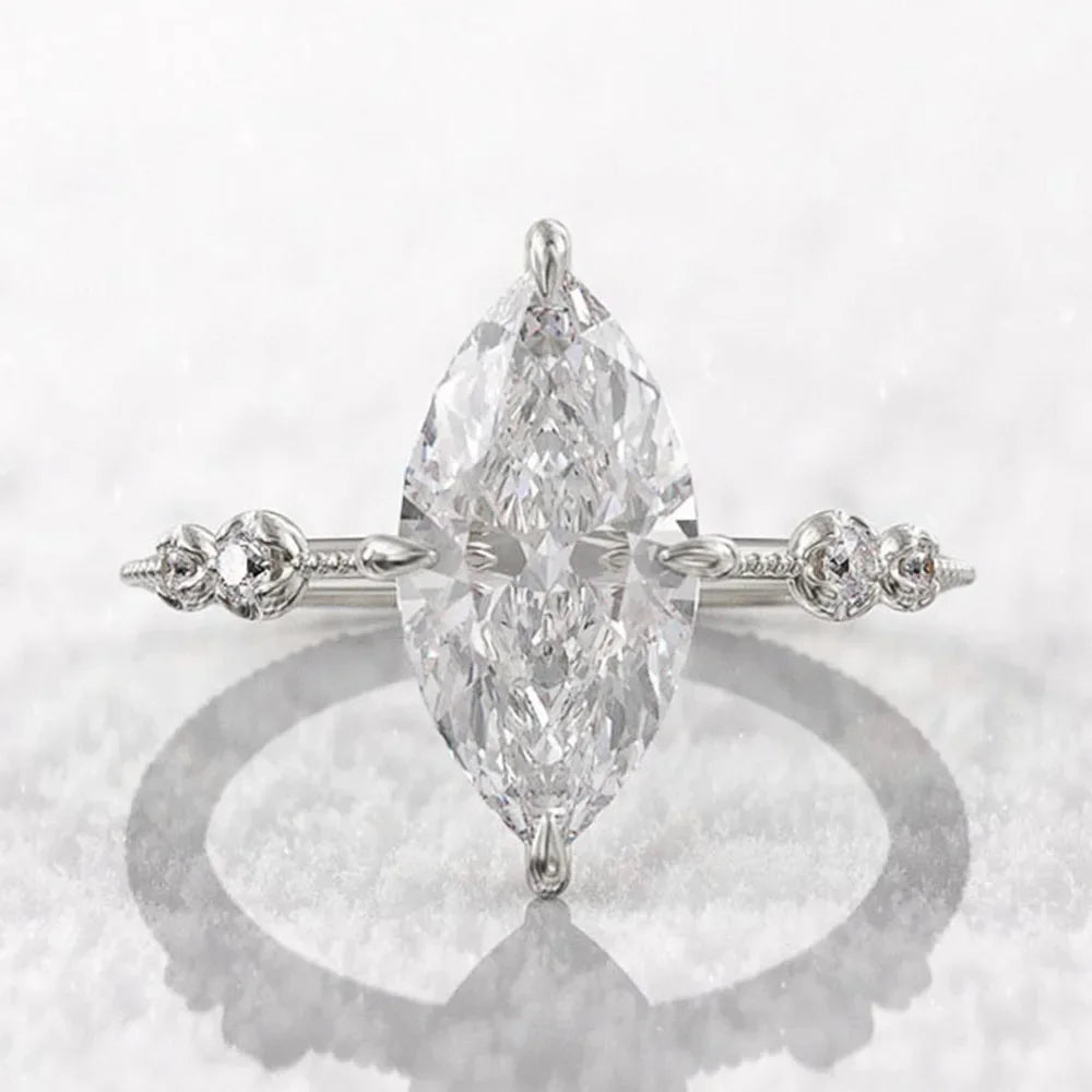2026 AAA Crystal Marquise Cubic Zirconia Rings for Women Fashion Thin Ring Engagement Wedding Accessories Statement Jewelry