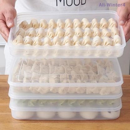 【Winter4】Kitchen Storage Box Refrigerator Organizer Transparent Food Containers Tray For Dumpling Fruits Vegetables Meat Cake