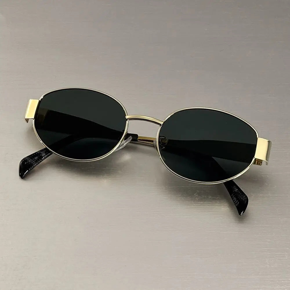 New  Oval Sunglasses for Women Men Trendy Metal Frame Sun Glasses Classic Shades Casual Eyewear
