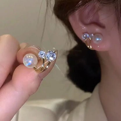 925 Silver Needle Korean Fashion Pearl Crystal Earrings For Women Jewelry 2026 Trending Luxury Women's Wedding Party Earrings