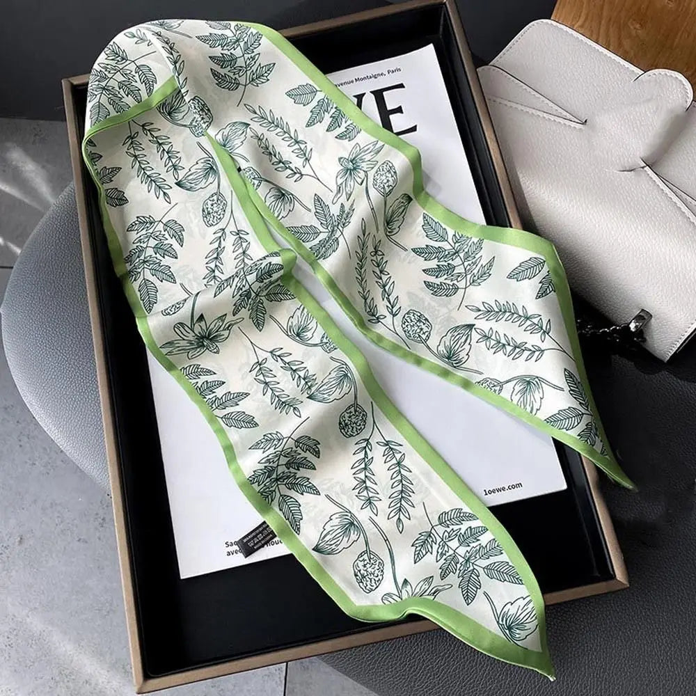 Spring Hairbands Ins Long Scarf Korean Style Scarves Floral Hair Bands Flower Printed Scarf Satin Silk Scarf Women Hair Ribbon
