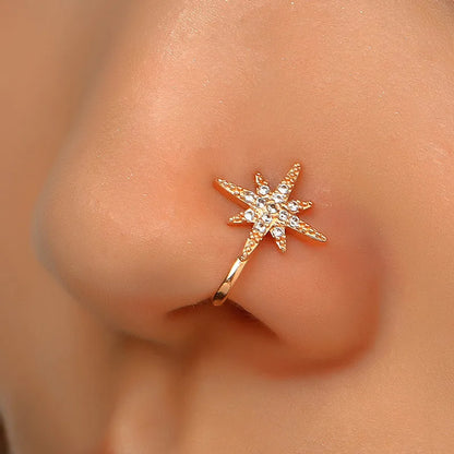 1Pc Copper Fake Piercing Nose Ring Butterfly Crown Star Heart Clip On Nose Ear Clip Cuff Earring for Women Gift Body Jewelry Nez
