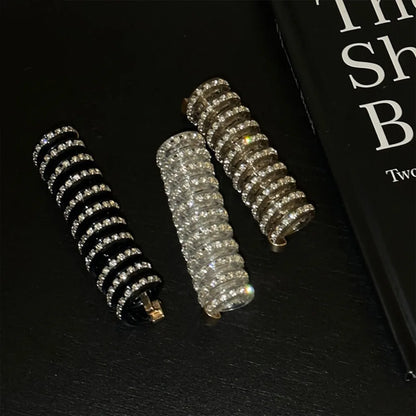 Rhinestone Telephone Line Hair Loop Spiral Coil Rubber Phone Line Hair Loop Elastic Bands High Elastic Head Rope Ponytail Girls