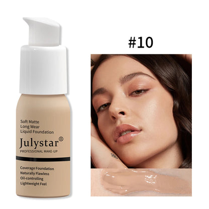 10-Color Oil-Control Foundation Cream Long-Lasting Makeup Base Concealer Non-Caking Beauty Skincare Cosmetics