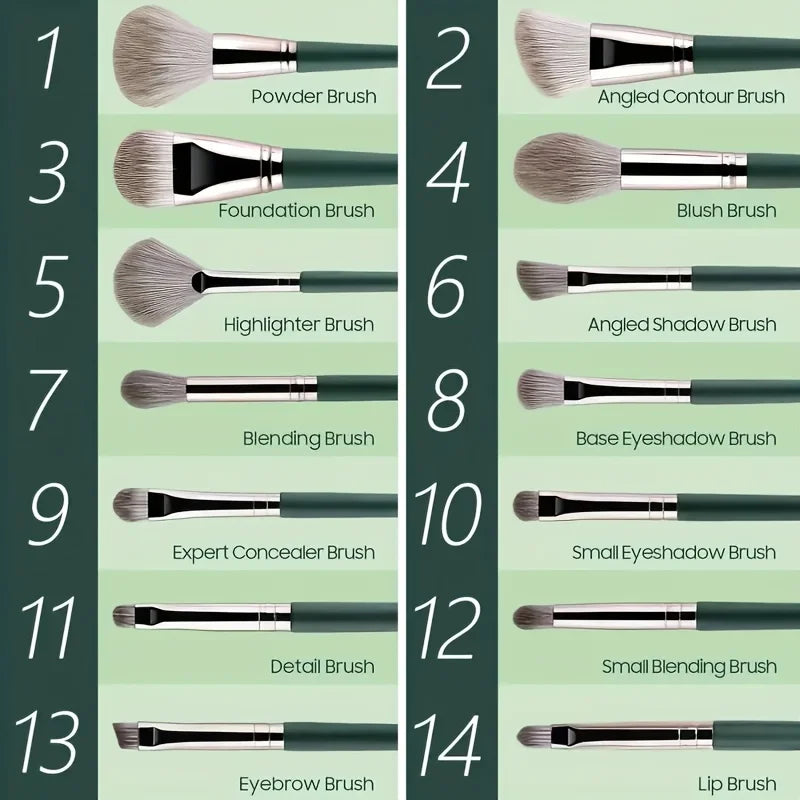 34pcs Makeup Brushes Set 14pcs Travel Portable Foundation Concealer Makeup Brush Professional Liquid Cream Make-up Beauty Tool