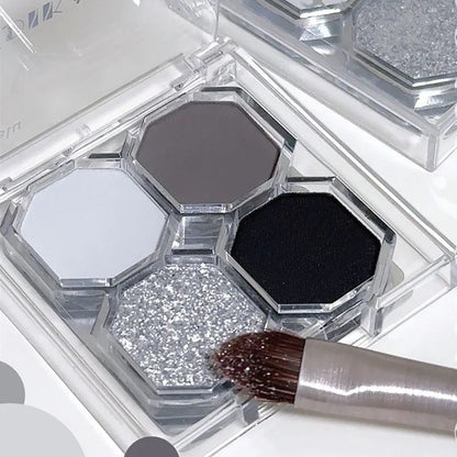 Four Color Gem Eyeshadow Pearl Matte Punk Smoked Cement Black Gray Eye Shadow Easy To Remove Makeup Daily Glitter Eyeshadow Tray