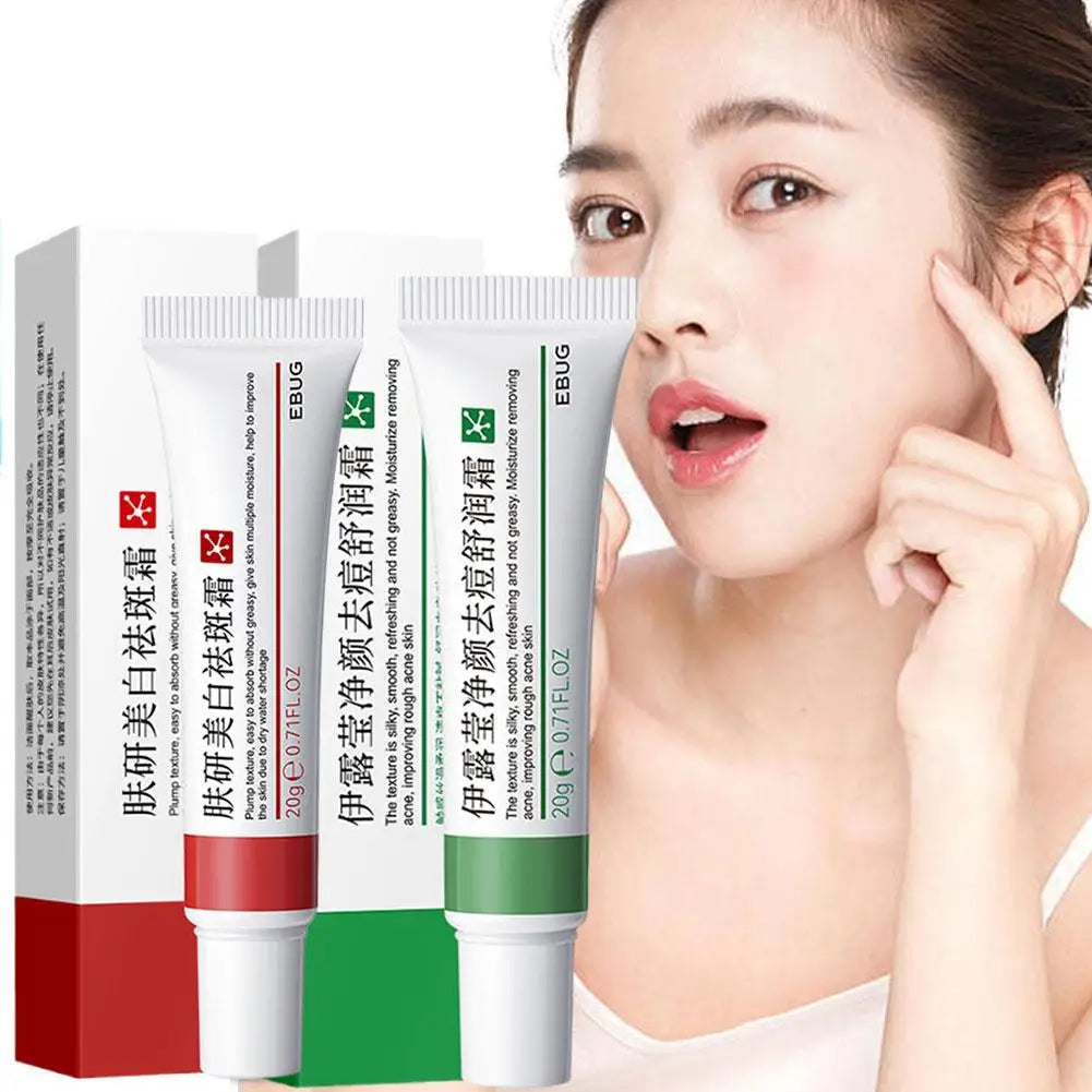 EBUG Skin Care Duo - 20g Whitening Dark Spot Cream + 20g Acne Removal Cream Hydrating Brightening Soothing Facial Care Set