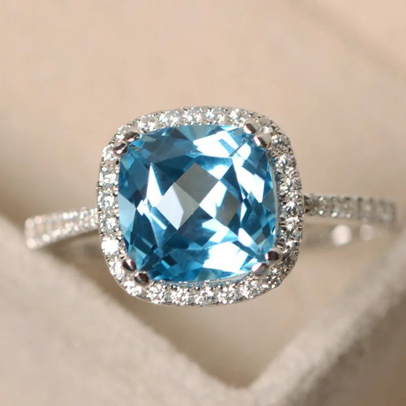 Silver plated Rings for Women Ruby Emerald Sapphire Jewelry Wedding Engagement Ring Wholesale Size 6-10
