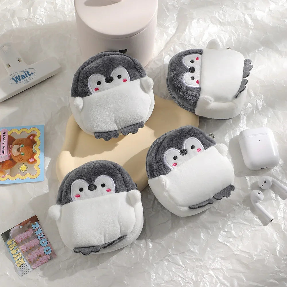 Women Cute Penguin Coins Wallets Lipstick Earphone Organizer Fashion Pendant Keychain Storage Zero Wallet Gifts Pendant