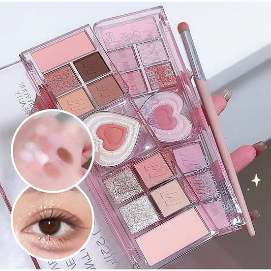 12 Colors Pink Eyeshadow Palette Natural Cool Tone Low Saturation Matte Eye Shadow Pallet Brown Korean Makeup Cosmetic New
