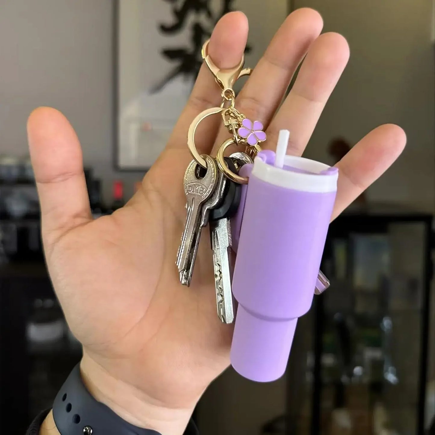 Mini Stanley Cup Keychain Creative Coin Chapstick Storage Box Accessories Key Holder Backpack Tumbler Handle Decoration