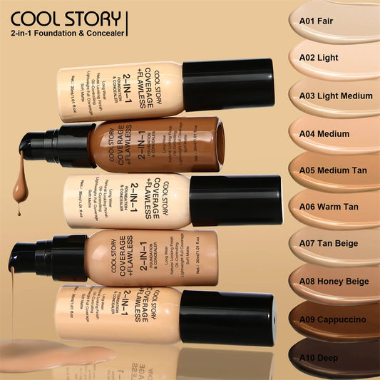 10 Color Lasting Face Foundation Cream Oil-Control Matte BB Cream Liquid Full Coverage Waterproof Hydrating Brighten Concealer