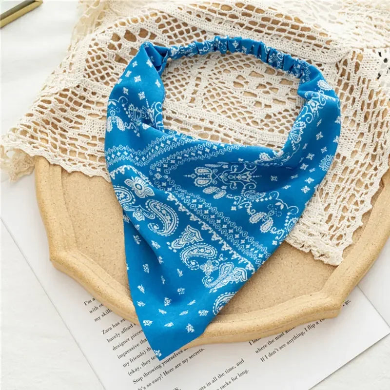 Bohemia Women Hair Band Scarf Floral Print Paisley Bandanas Headwear Vintage Triangle Head Scarf Hair Tie Hair Accessories
