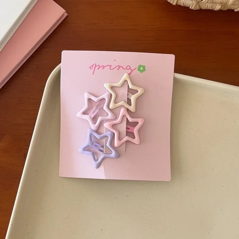4Pcs/set Cute Colorful Geometric Metal Hair Clips Girls Bangs Hair Ornament Hairpins Barrettes Kids Fashion Hair Accessories