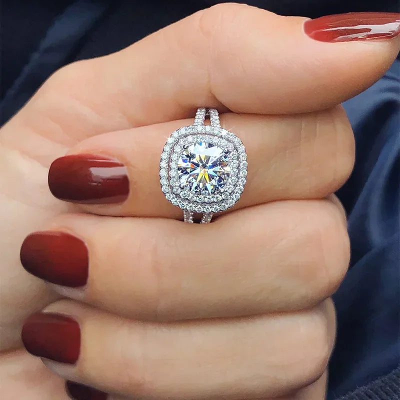 New Fashion Square Flashing Ring with Geometric Luxury Inlaid AAA Cubic Zirconia  Wedding Accessories Women's Jewelry