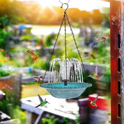 Hangable Bird Feeder Bird Bath With Solar Powered Water Fountain Garden Decoration For Nature Lovers Deck Backyard