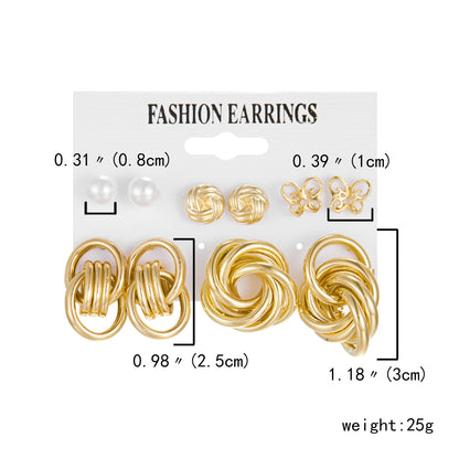 3-9 Pairs Heart Butterfly Drop Earrings Set Big Circle Piercings Earrings Jewelry for Women Imitation Pearl Hoop Cute Ear Buckle