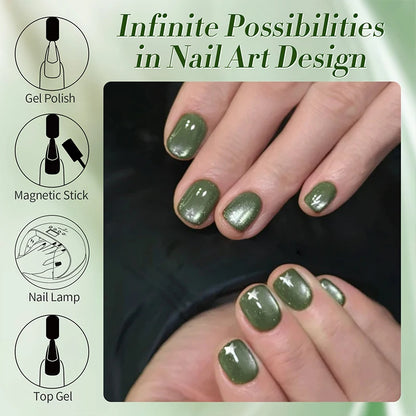 BORN PRETTY 10ml Dark Emerald Cat Magnetic Gel Ultra Shine Semi Permanent Soak Off UV Gel Manicure Nail Art Varnish