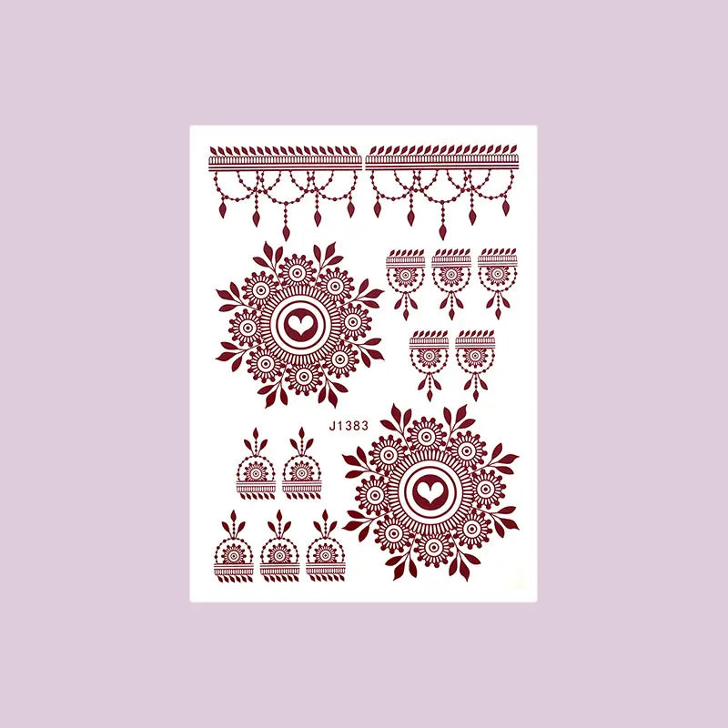 Waterproof Henna Tattoo Stickers for Women Flower Instant Fake Tattoo for Hand Temporary Tattoos for Wedding Party Festival