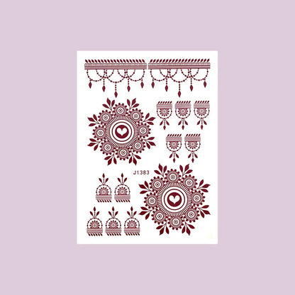 Waterproof Henna Tattoo Stickers for Women Flower Instant Fake Tattoo for Hand Temporary Tattoos for Wedding Party Festival
