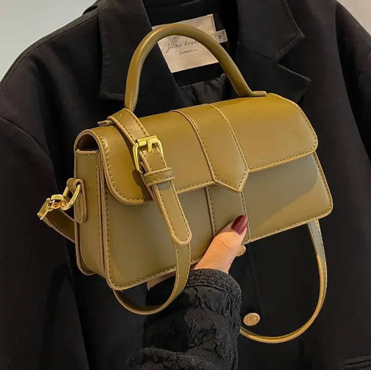 Fashionable Small Square Handbag Women's Crossbody Bag Trendy Handbag Soft PU Leather Neutral Minimalist Style Mobile Phone Pock