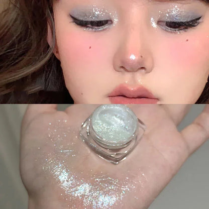 6 Colors Glitter Eyeshadow Gold Pink Eye Shadow Highlighter Silkworm Long Lasting Waterproof Shimmer Multicolor Liquid Eyeshadow