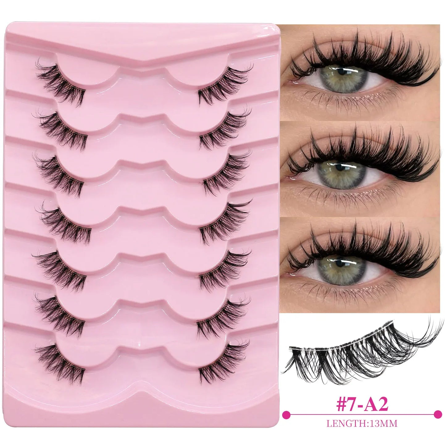 VELTRINAY False Eyelashes Half Lashes Cat Eye Natural Look Wispy Faux Mink Clear Eyelash Band Natural Lashes Makeup