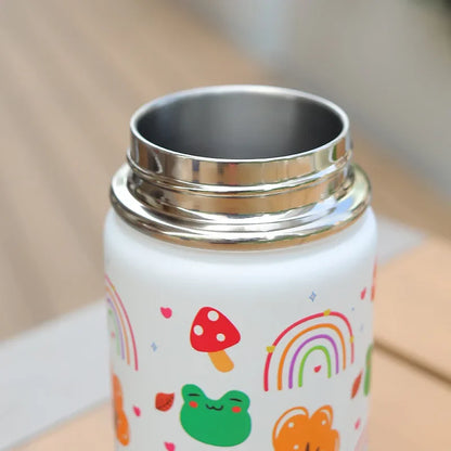 12oz Kids Water Bottle Cartoon Animal Children's Cup With Straw Stainless Steel Vacuum Flacks Thermos Bottle Thermal Mug Cups