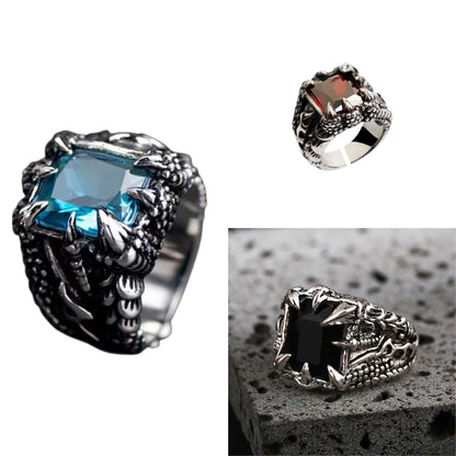 1Pc Gothic Blue and Red Crystal Evil Demon Dragon Claw Ring for Men Gram Biker Punk Rock Hip Hop Cool Jewelry Accessories кольца