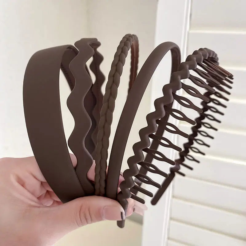 5/9pc Anti slip Toothed Hair Band Set Women's Men's Simple Frame Head Shampoo bangs Broken Hair Pressing Bracket Scrub Ornament