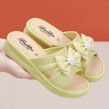 New Butterfly Knot Ladies Slippers Outdoor Summer Versatile Fashionable Casual Anti-slip Waterproof High Aesthetic Beach Shoes
