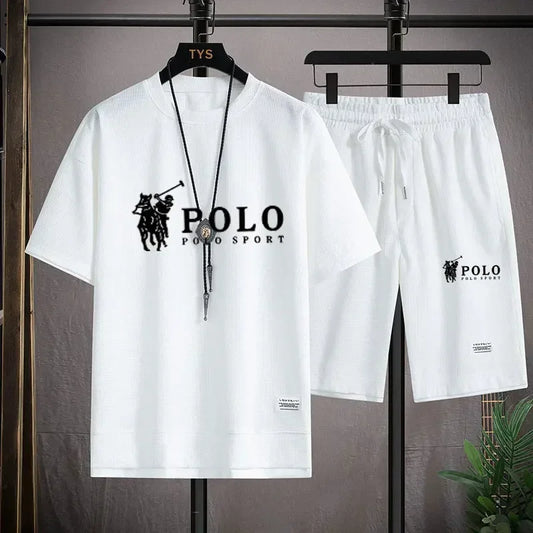 2026 Men's Short-sleeved T-shirt + Sports Shorts Two-piece Summer Fashion Breathable Fitness Casual Jogging Set Short Sleeve Two