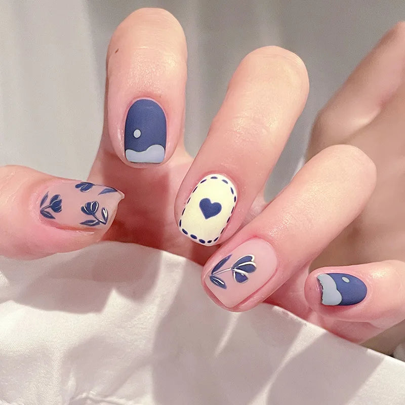 24Pcs/Set Pink Bow French Fake Nails Art Cute with Diamonds Girls Reusable Ballet Press on Nail Tips Oval Acrylic Stick on Nails