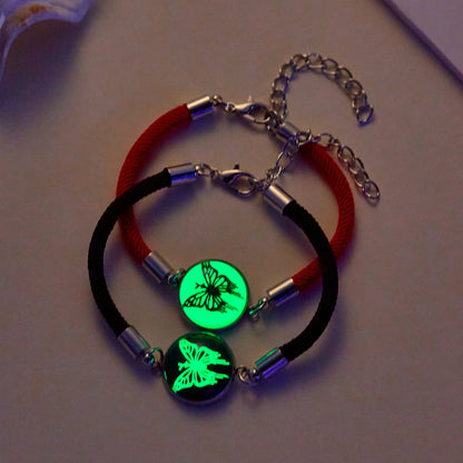 2 PCS/Set PU Leather Couple Bracelet For Women Lover Luminous Sun Moon Rope Charm Wristband Friendship Lover Party Jewelry Gifts
