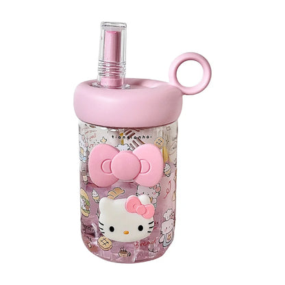 Hello kitty cartoonsummergirls plastic cup cute high appearance straw large capacity student portable sports water cup wholesale