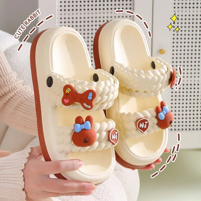 Women's Thick Bottom Sandals Summer Outdoor Anti-Slip Beach Casual Flip Flops Comfortable Sensation PVC Material Cartoon Pattern
