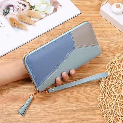 New Long Short Wallet Women's Fashion Credit Card Bag Purse Zipper Handbag Embroidered Heart Mobile Phone Money Coin Bag Case