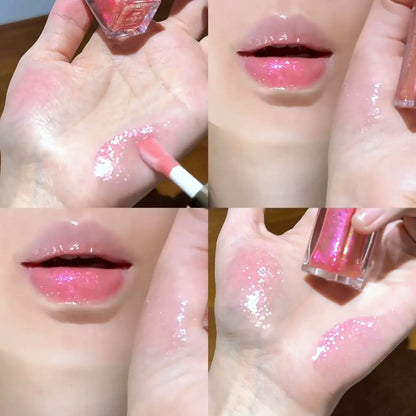 Herorange Starlight Radiant Lip Gloss Pearlescent Fine Shimmer Long-Lasting Moisturizing Non-Fading Non-Sticky Clear Watery Lip Glaze