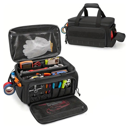 High-capacity Tool Storage Bag Comfortable Handle Thick Padded Base Easy Carrying Tool Case Black Color Water Resistant Tool Bag
