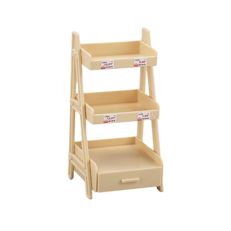 Storage Display Shelf Bookshelf Furniture Model Decor Toy 1Set 1:12  Dollhouse Miniature Trolley Dining Cart with Wheels