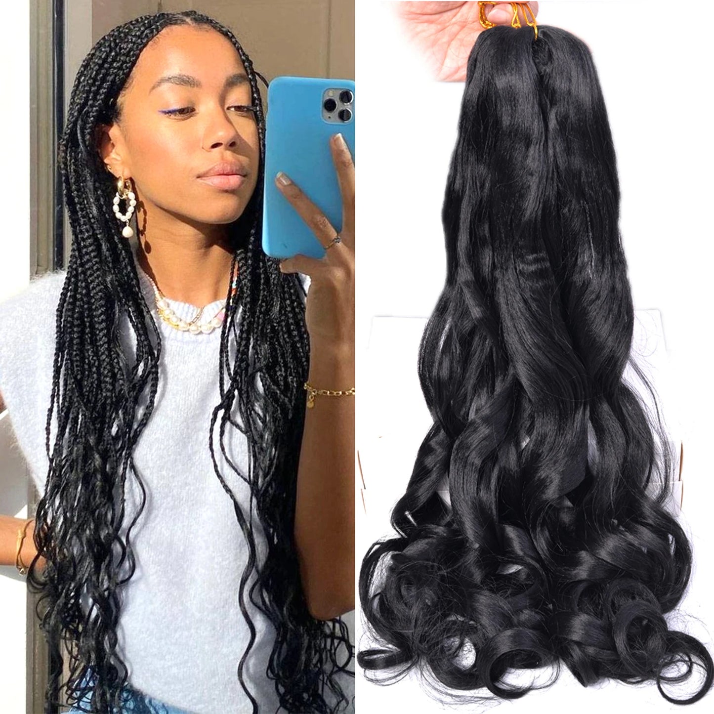 Loose Wave Spiral Curl Braids Synthetic Hair French Curls Braiding Hair Extensions High Temperature Ombre Pre Stretched Hair