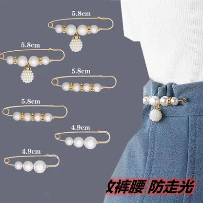 2/20pcs Clothing Brooch Pearl Waist Adjustment for Women Pearl Lapel Pin Sweater Dress Brooch Pins Badge Buckle DIY Accessories