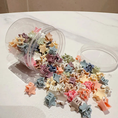 100Pcs Cute Flower Star Hair Claws Styling Hair Braid Hairpins Kids  Colorful Small Girls Hair Clips Hair Accessories Headwear