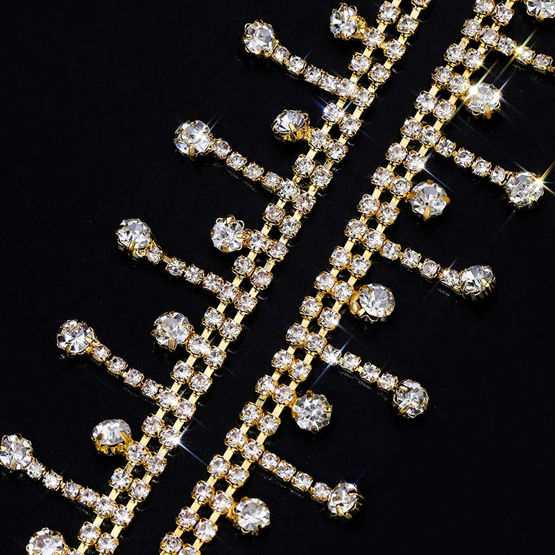Ducrystal 40-90CMYard Glitter Crystal Pendant Trim Chain Glass Rhinestone Crystal Tassels Claw Chain DIY ,Garment,Shoes,Dress