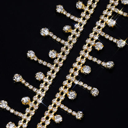 Ducrystal 40-90CMYard Glitter Crystal Pendant Trim Chain Glass Rhinestone Crystal Tassels Claw Chain DIY ,Garment,Shoes,Dress