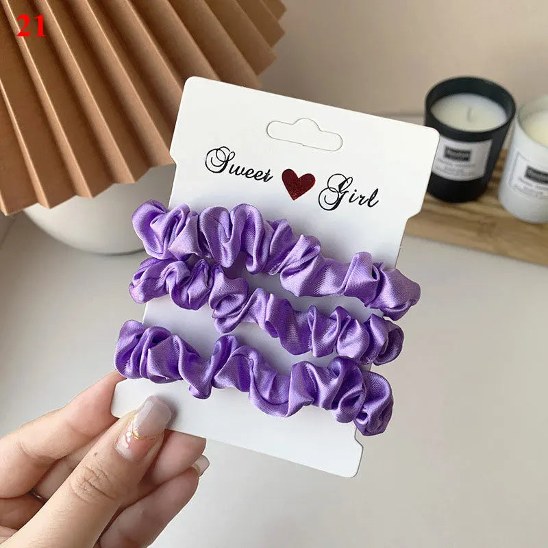3/6Pcs/Set Silk Hair Scrunchies Elastic Hair Bands Women Elegant Headwear Hair Ties Ponytail Holder Sweet Hair Rope Rubber Bands