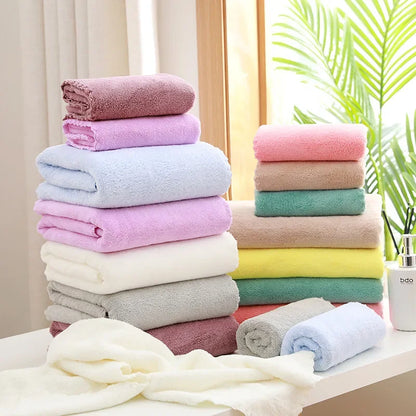 2PC Bath Towels Set Super Soft Highly Absorbent Quick-drying For Adults Hotel & Spa Use Coral Velvet Bath Towel