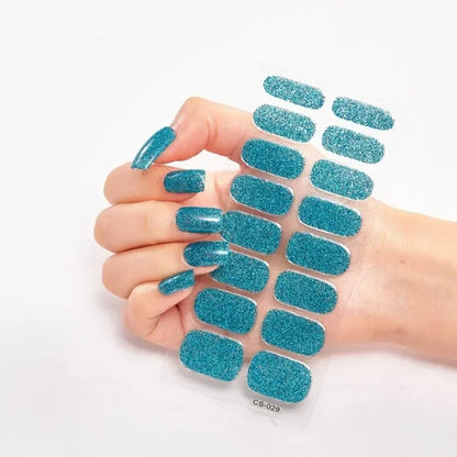 16Tips Nude Semi-Cured Gel Nail Wraps Sticker Long-Lasting UV LED Lamp French Nail Decal Full Cover Waterproof Semi-Cured Sticke
