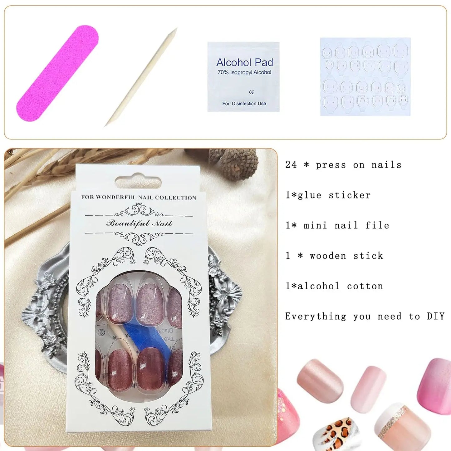 Wholesale Price Press On Nails Ballerina Medium Coffin False Nails French Tip Nails Manicure Stick On Nails Acrylic Fake Nails